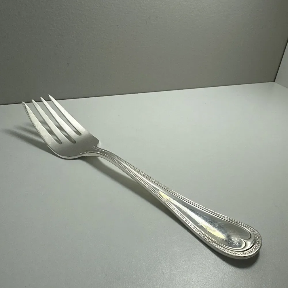 Reed & Barton Beaded English Gentry Silverplate Cold Meat Serving Fork 8-1/2